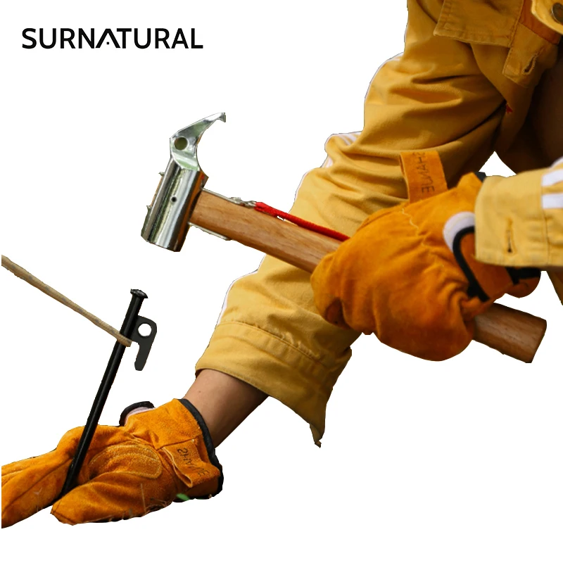 

Cast Steel Camping Hammer Multifunctional Hammer Nail Puller Camping Hammer Fixed Tarp Tent Nail With Safety Rope Outdoor Tool