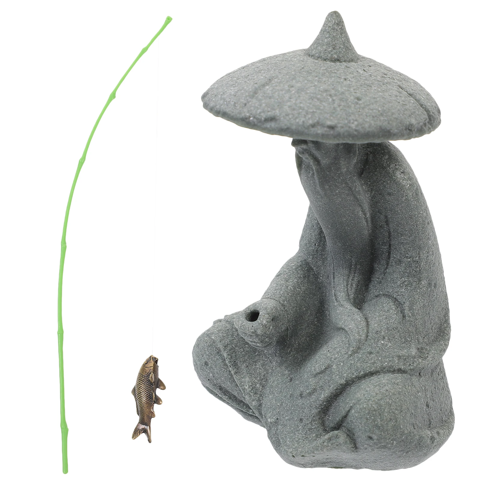 

1pc Miniature Fisherman Rockery Ornament For Aquarium Bonsai Fish Tank Adornments Garden Pond Home Landscape Desktop Decor