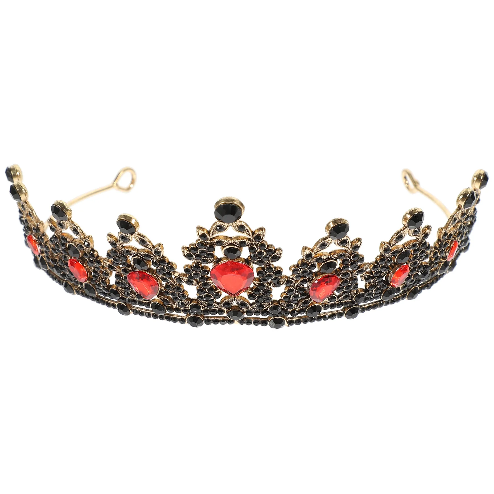 

Bride Crown Elegant Red Rhinestone Wedding Headdress Chic Party Headpiece Photography Accessories Unique Craft for Women Female