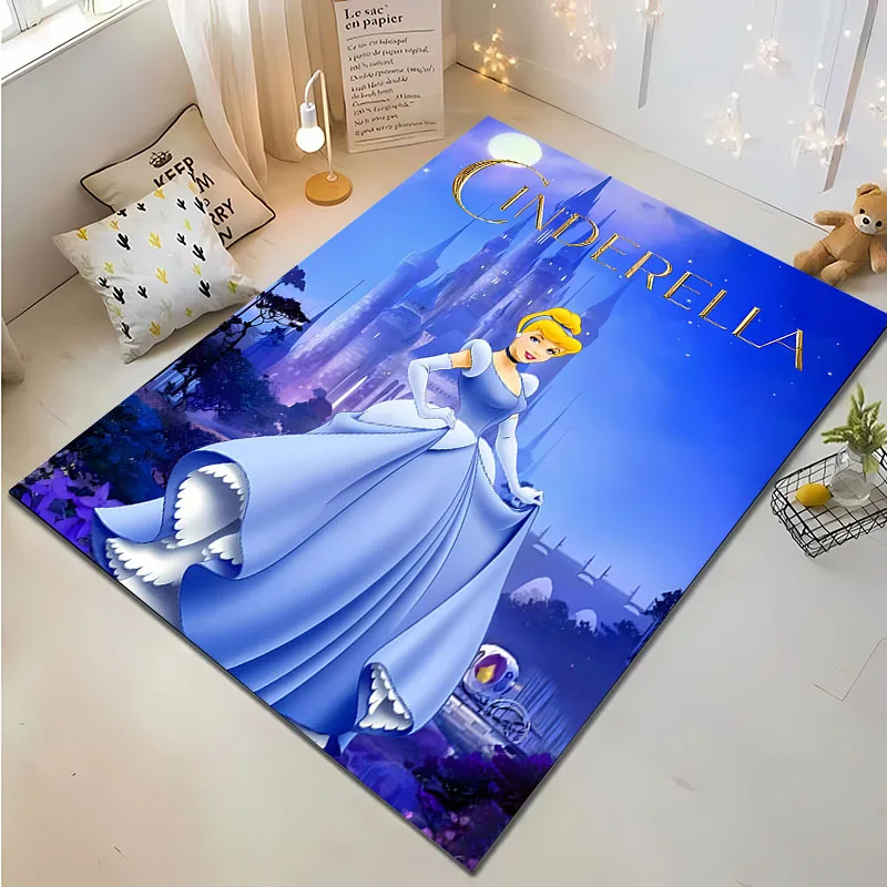 Disney Cinderella Princess 3D Cartoon Area Carpet,Rug for Living Room Bedroom Sofa Kitchen Doormat Decor,Kids Non-slip Floor Mat