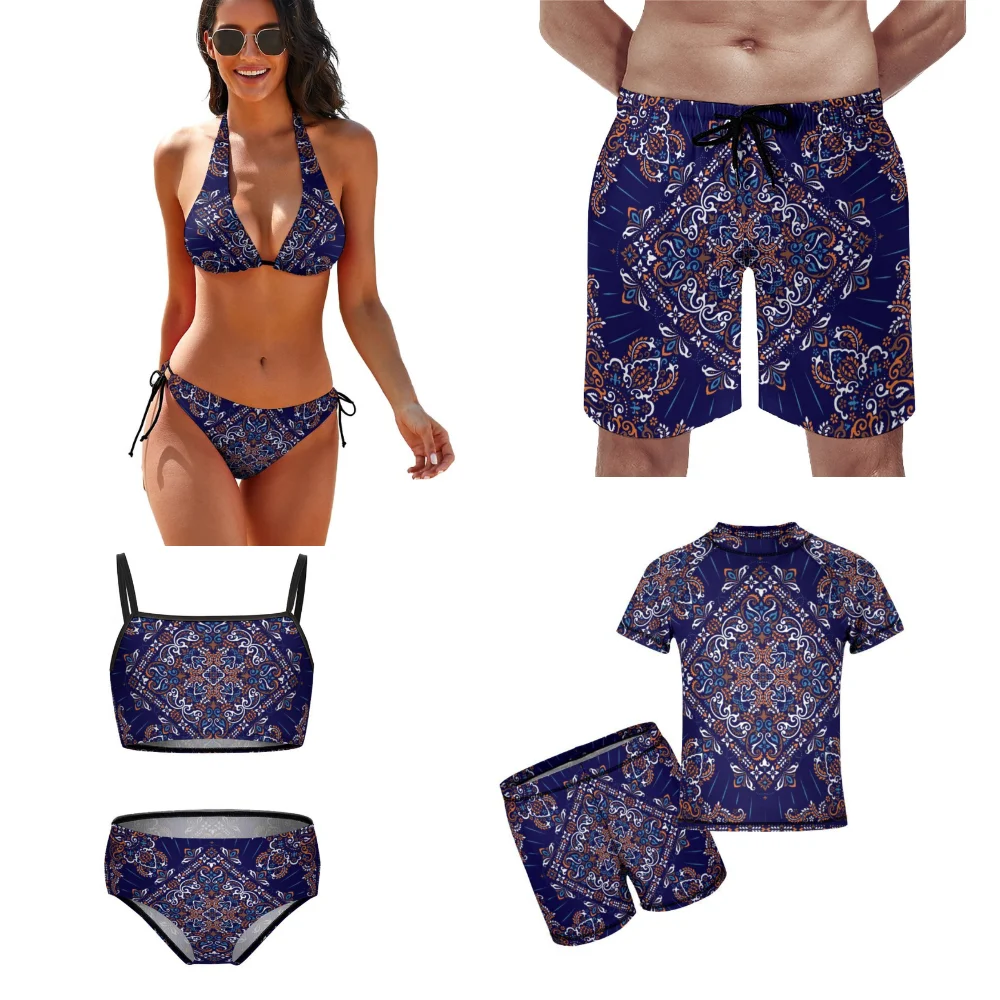 Bandana Tribe Art strój kąpielowy plażowy Push Up Bikini rodzinne wakacje zestaw imprezowy spersonalizowane męskie chłopięce surfingowy strój