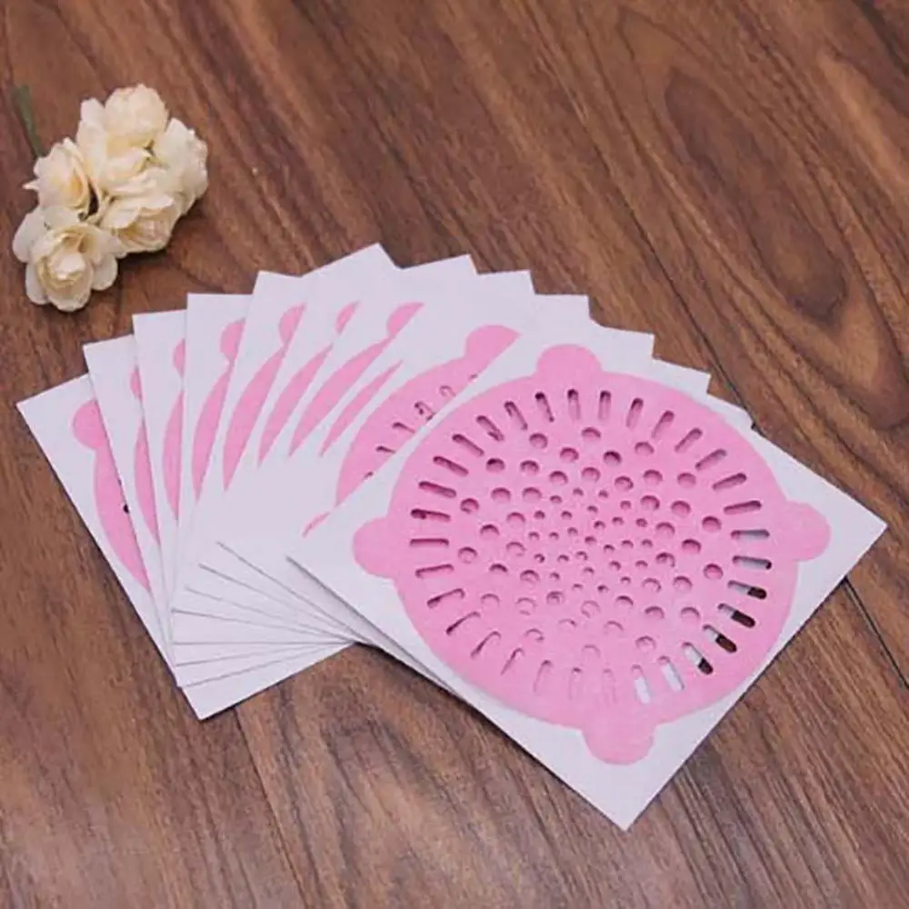 10Pcs Disposable Hair Filter Non-Woven Fabric Kitchen Bathroom Hair Drain Filter Sticker
