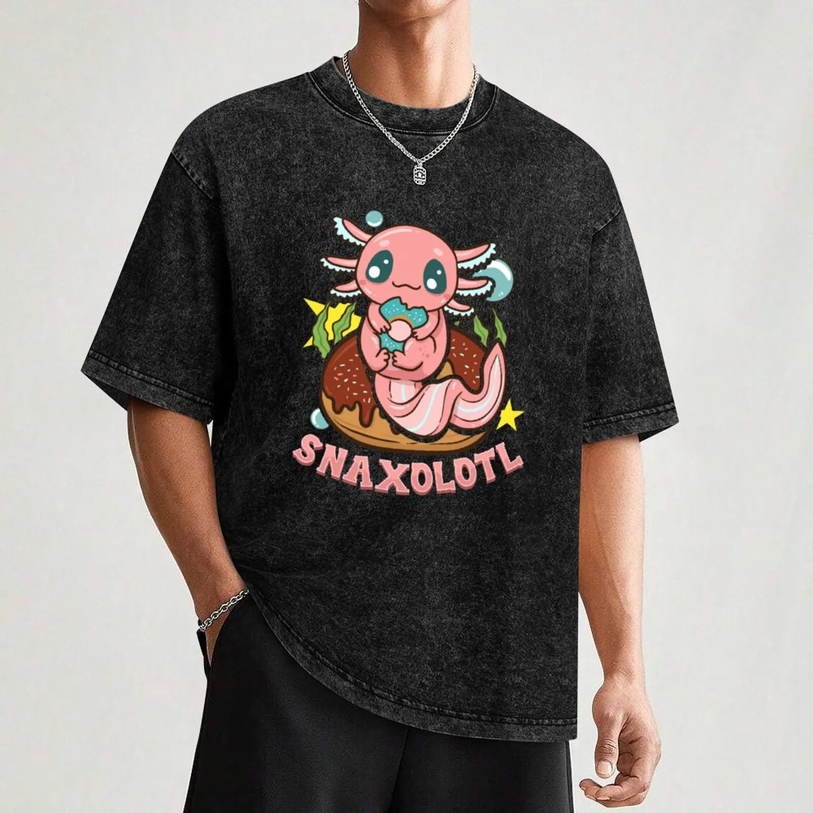 Cute & Funny Snaxolotl Adorable Snacking Axolotl T-Shirt funny gifts valentines clothes anime t shirts mens clothing