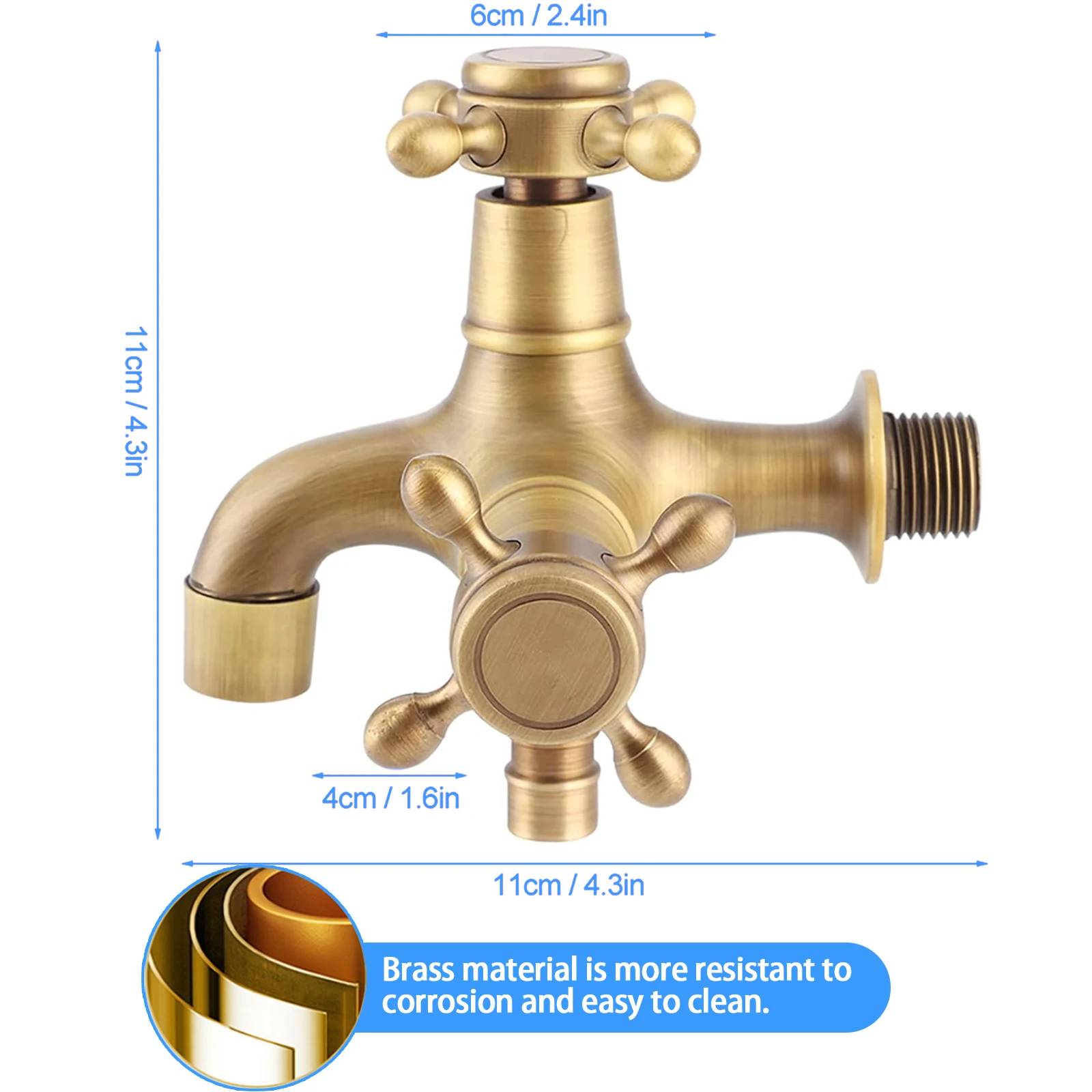 

Gold Brass Small Pool Tap Water Faucet Tap Retro Wall Mount Option Created For Washing Machines For Garden Garden WC Faucet