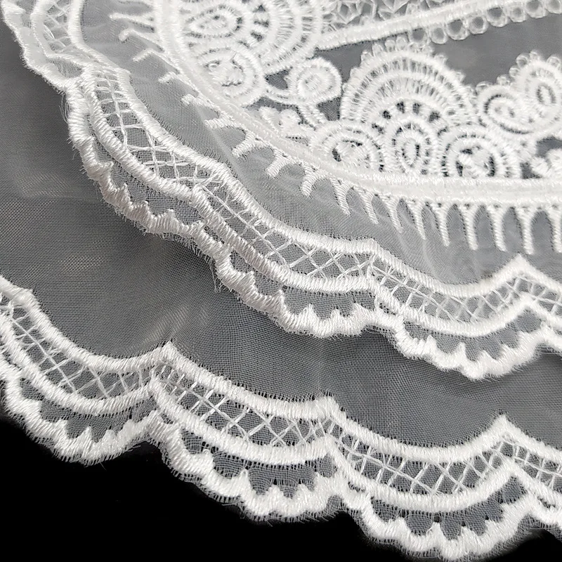 Popular White DIY flower organza Embroidery Lace Neckline Collar Guipure Applique Trim Sewing wedding cloth Womens dresses decor