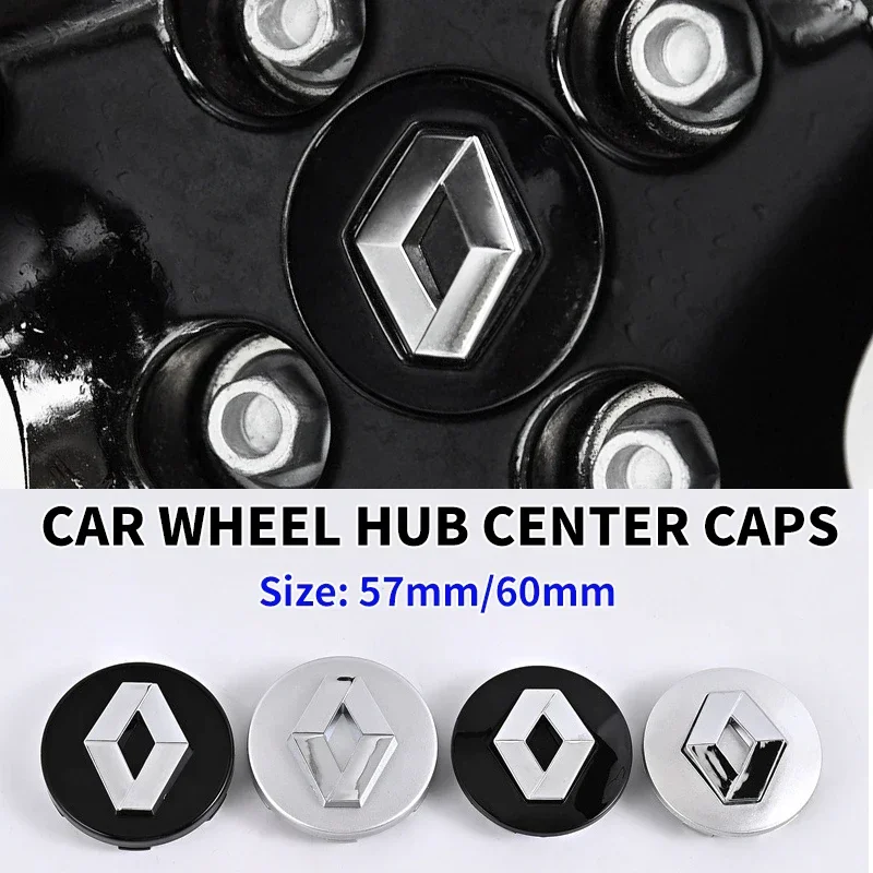 4PCS 57mm 60mm Car Wheel Center Hub Cap Emblem Stickers For Renault Modus 2 3 Twingo Master Traffic Vivaro Kangoo Espace Symbol