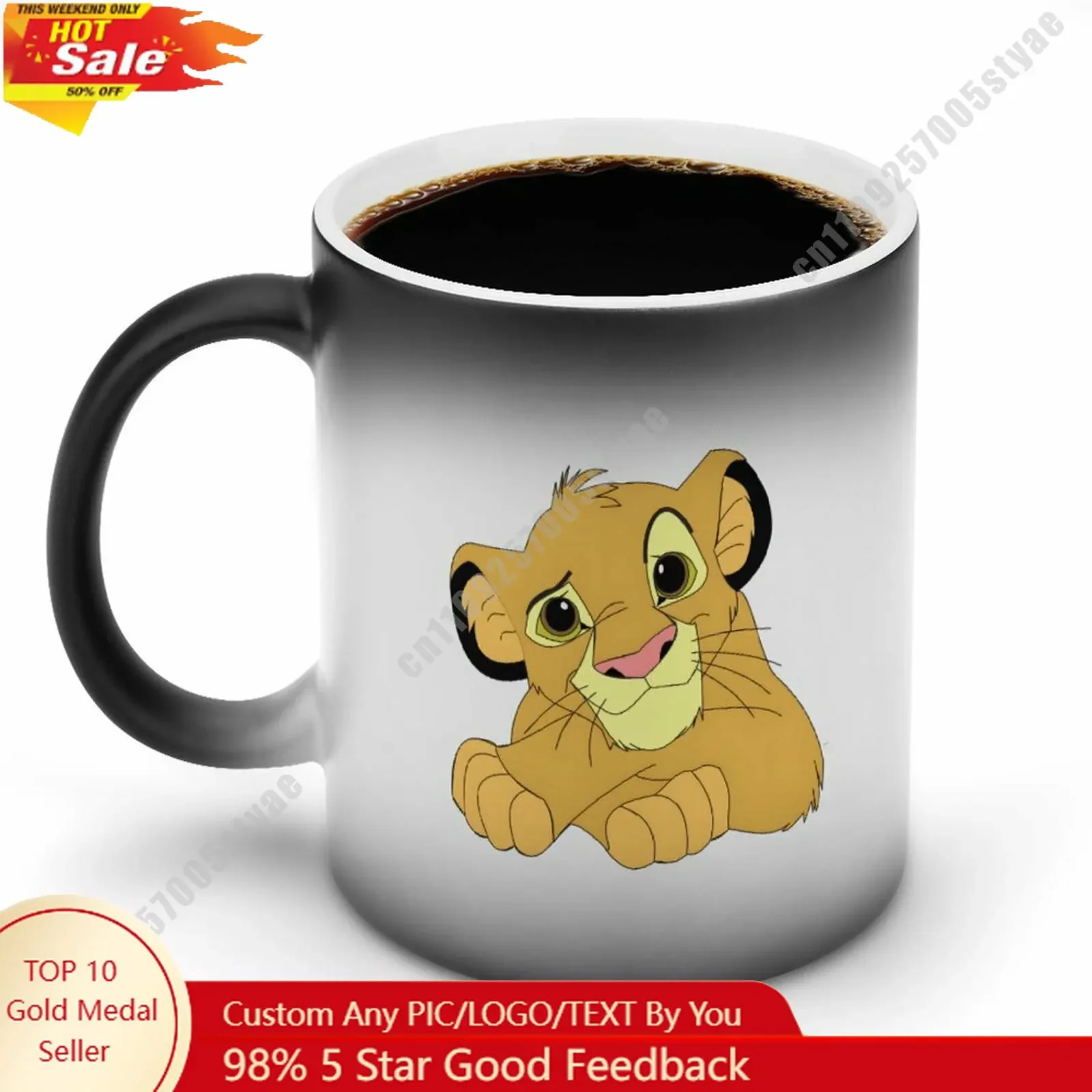 

Simba Color Changing Mug Disney Cartoon Custom Personalized Photo Printing DIY Coffee Cup Birthday Gift Ceramic Mug