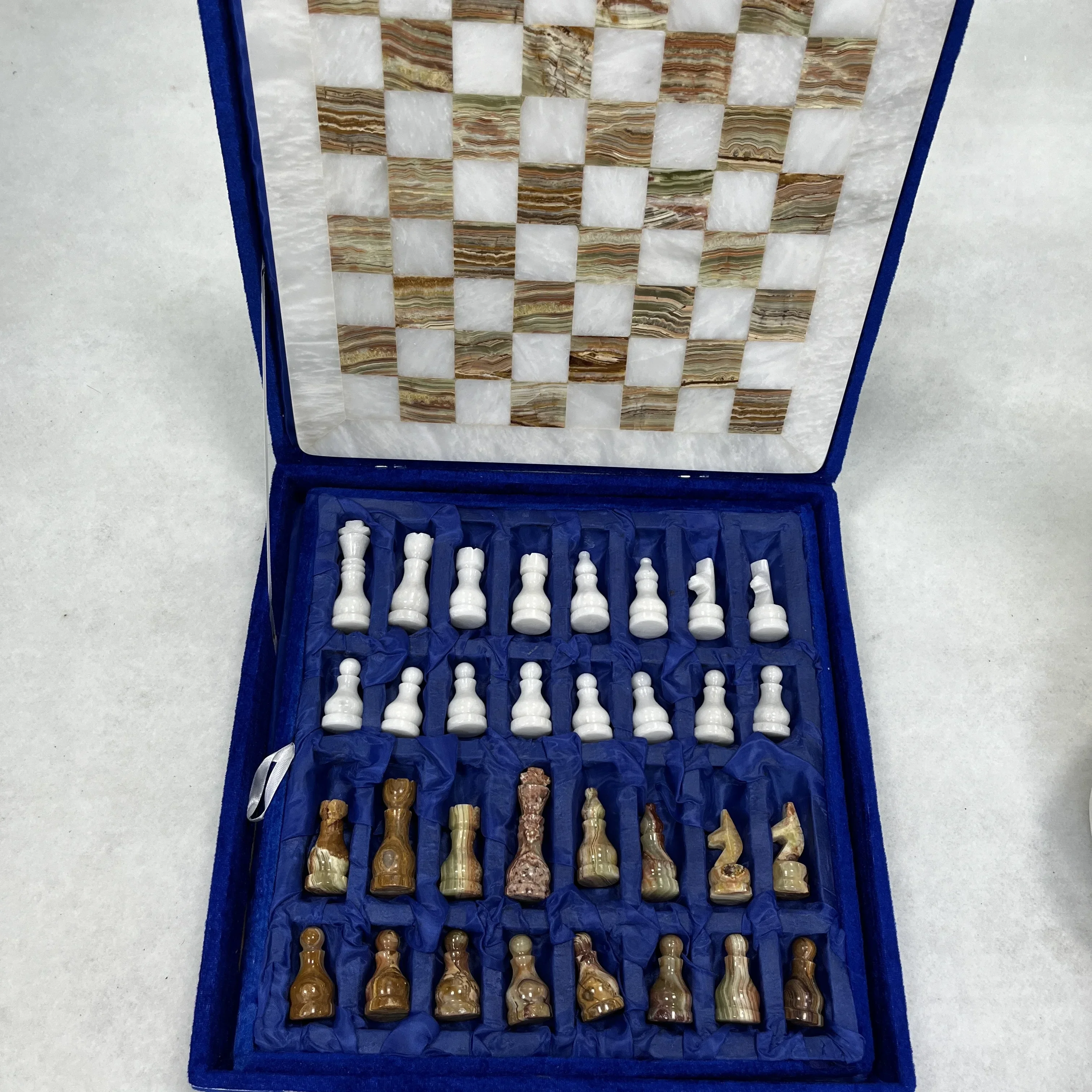 Popular 30*30CM White Green Natural Marble Chess Full Chess Game Table Set Onyx Jade Marble Chess Board Pieces Set