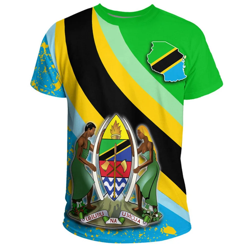 Tanzania Emblem 3D Printing T Shirt The United Republic-Of Tanzania Flag Graphic Tee Shirts Men Fashion Short Sleeves T-shirts