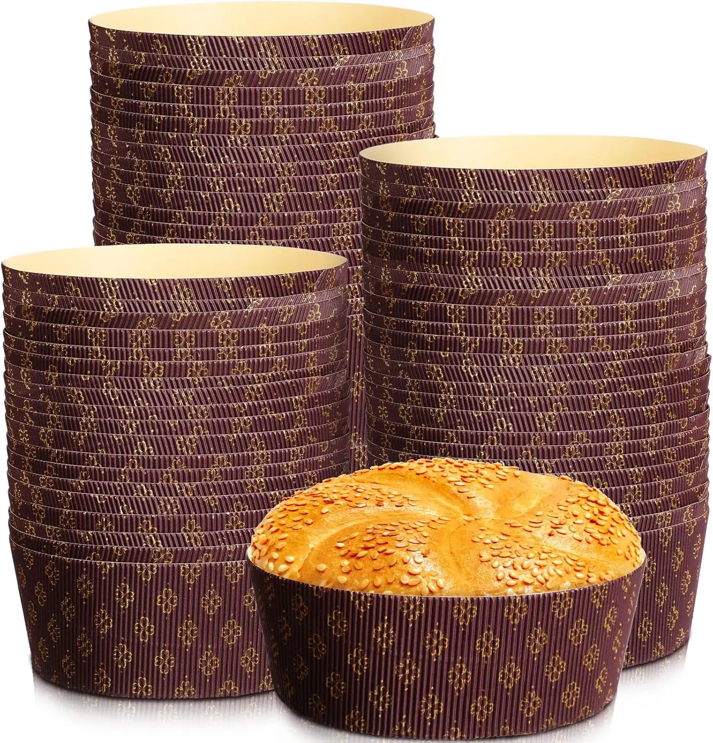 

50 count Panettone Paper Mold Pans for Baking Heat Resistant Paper Baking Cake Pan 6 x 2.4 Disposable Panettone Mold for Muffin