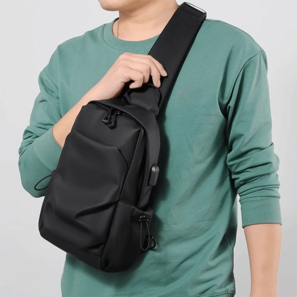 

Breathable Men's Chest Bag Adjustable Strap Usb Charged Outdoor Shoulder Bag Multi Functional Minimalist Sports Sling Bag Daily