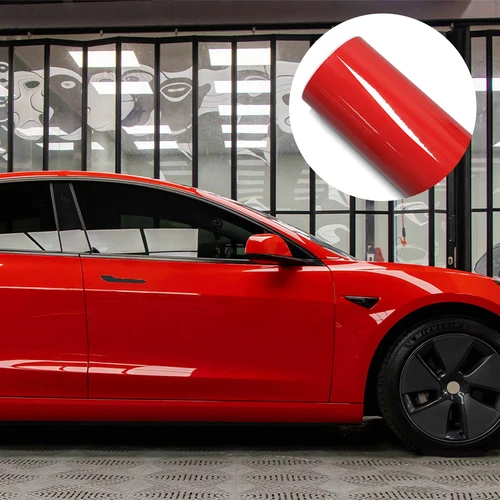 Pegatinas de vinilo rojo brillante para coche, película que cambia de Color, película de envoltura automática, pegatina sin burbujas, calcomanías de vinilo, accesorios para coche