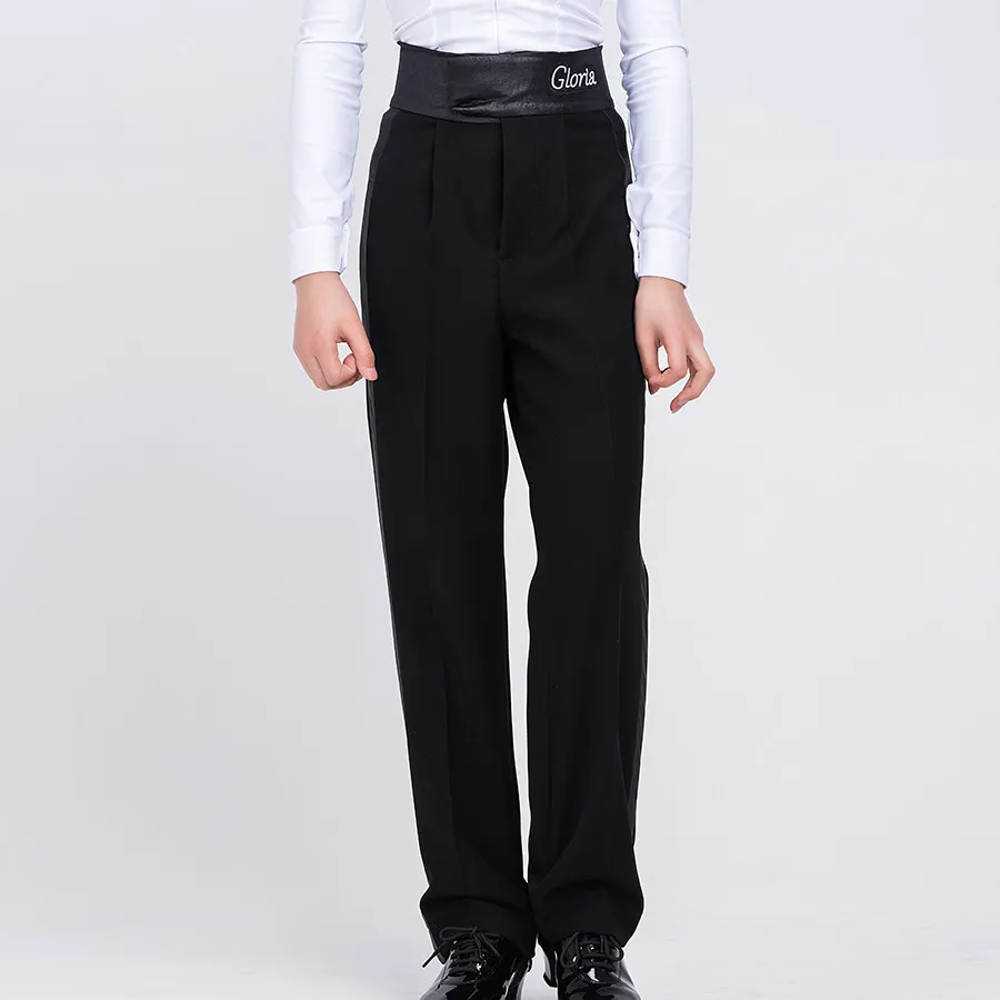 

Одежда для соревнований по латинским танцам 2026 для мальчиков, черные атласные брюки с высокой талией, детские латинские брюки для самбы, ча-ча-ча, танго, XH4139