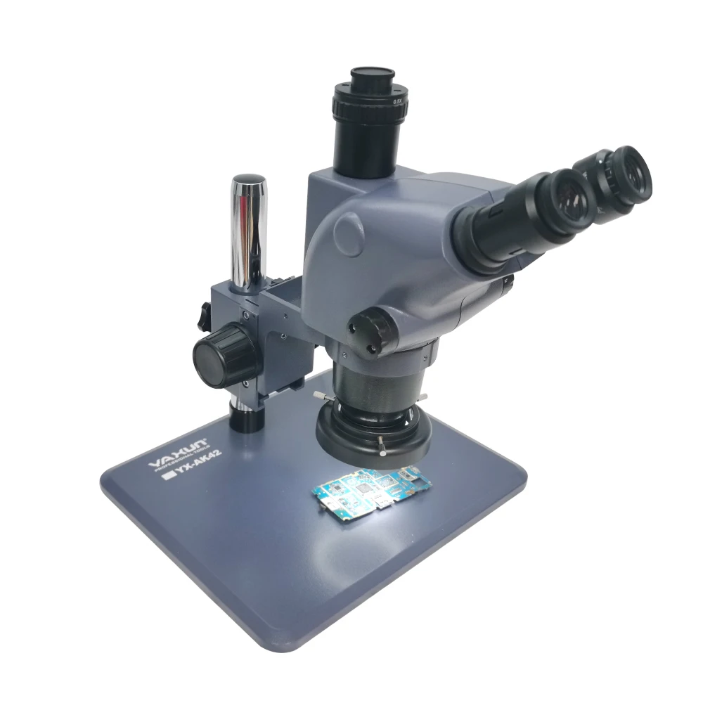 

New YAXUN 6.5X-65X Trinocular Stereo Zoom Microscope For Phone PCB Motherboard Soldering Repair Simul-Focal High Quality Lens