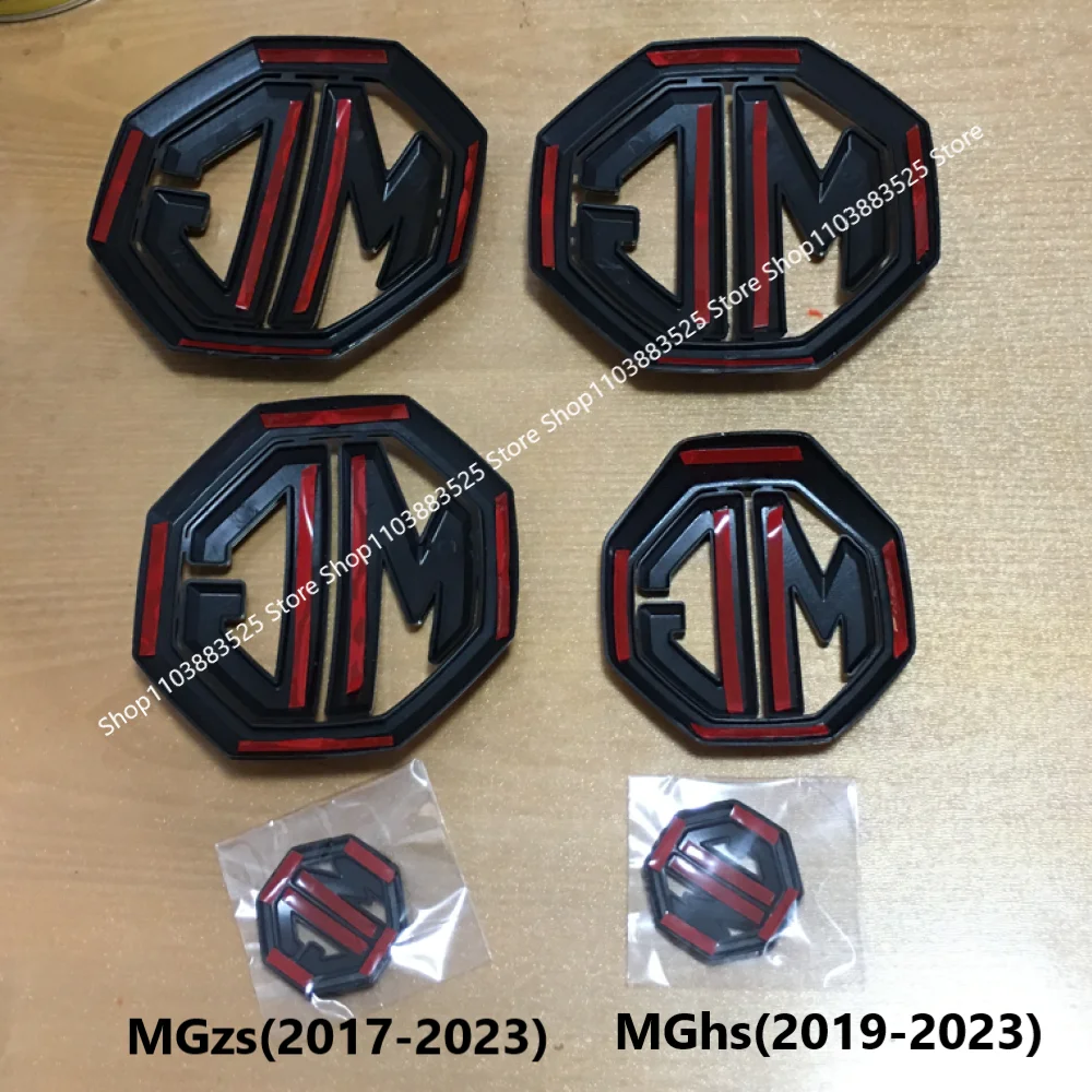 3PCS for MG HS ZS Car Center Front Grille Emblem Rear Trunk Badge Emblem Sticker Steering Wheel Sticker Badge Shell Accessories