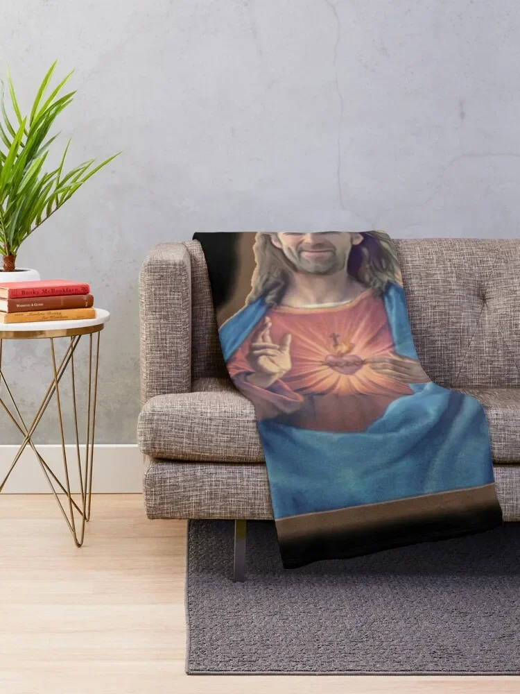 Nicolas Cage as Jesus - Nicholas Cage - Nick Cage - Nic Throw Blanket Hairys Tourist Thermal Blankets