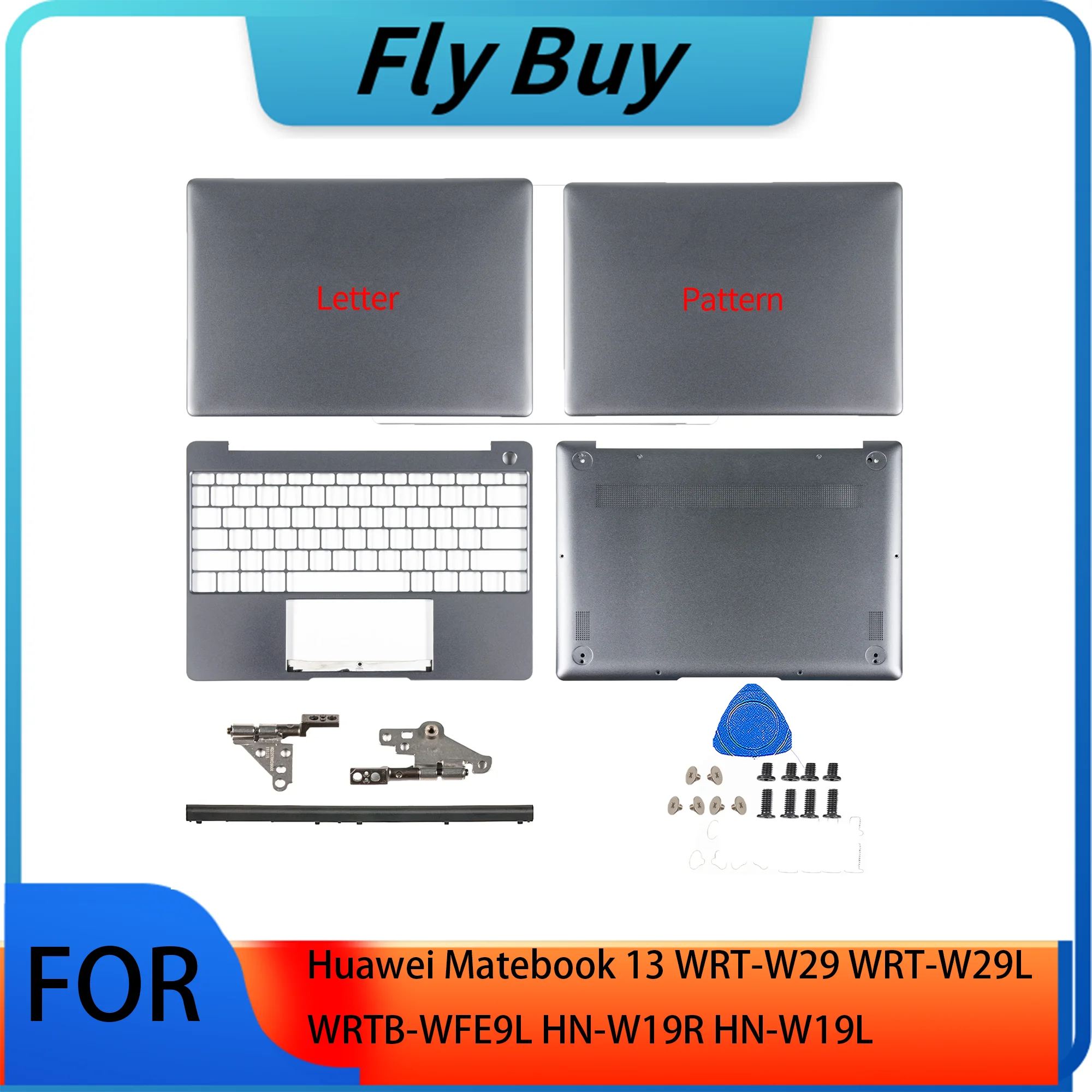 New Parts For Matebook 13 WRT-W29 W29L WRTB-WFE9L HN-W19R W19L HN-W29R Gray LCD Back Cover Palmrest Bottom Case HingeCover Repai