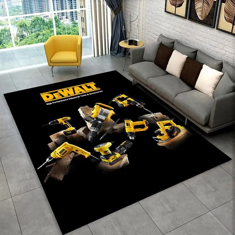 Retro D-DEWALT Electric Tools Logo Non-Slip Area Rug for Living Room,Bedroom,Playroom,Soft Carpet Floor Mat Home Decor Rug