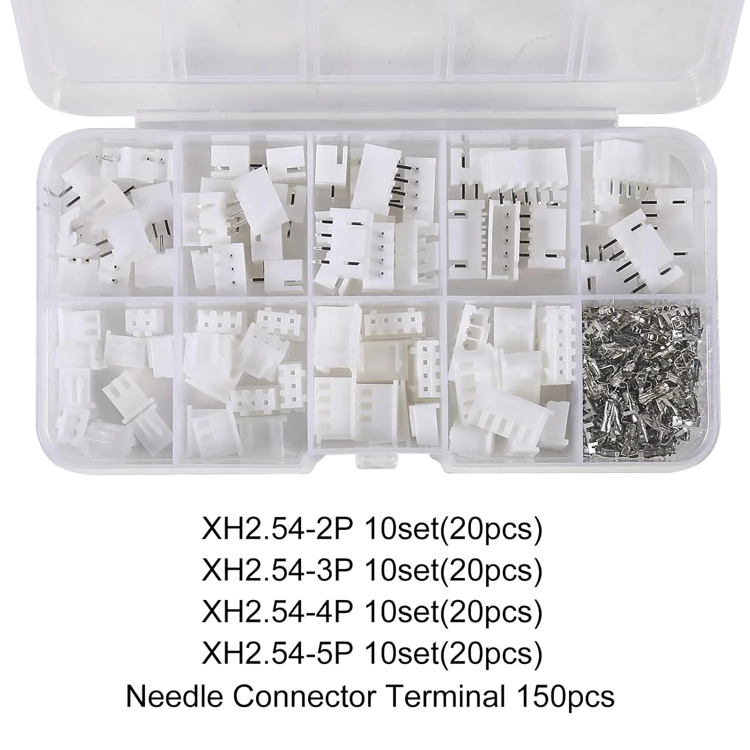 230Pcs 2.0mm JST-PH Connector Kit Female Pin Header 2/3/4/5 Pin Housing Adapter Plug Terminal Kit for Electronics