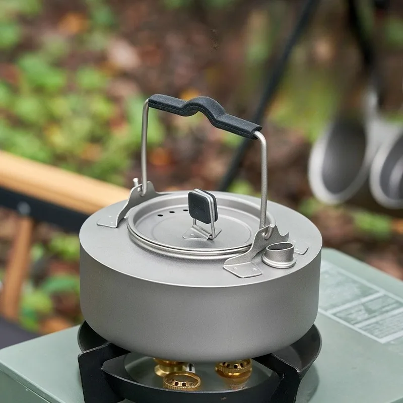 

Outdoor Lightweight Titanium Kettle Compact Portable Durable Family Picnic Camping Cookware Convenient Camp Cooking Supplies