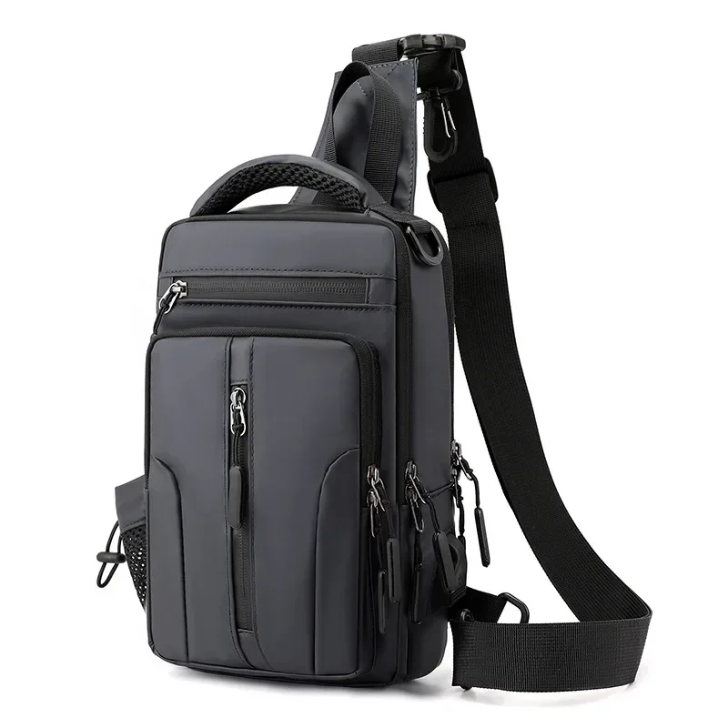 Men's Fashion Crossbody Bag Multi Directional Men's Shoulder Bag Waterproof, Wear Resistant, Portable USB Charging Chest Bag