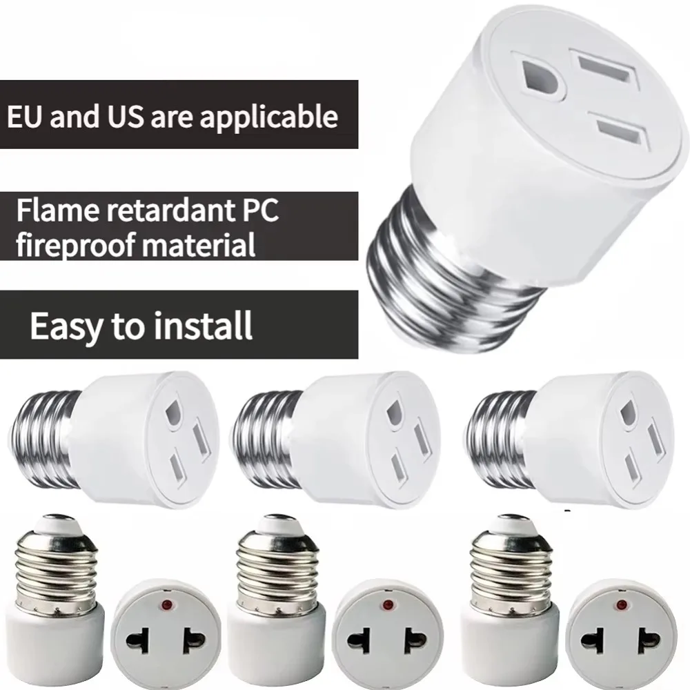 1/20pcs E27/E26 US/EU Plug Connector Accessories Bulb Holder Lighting Fixture Bulb Base Adapter Portable White Lamp Socket