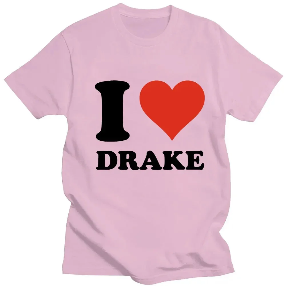 I Love Drake Graphics Bawełniane koszulki z nadrukiem Mężczyźni Kobiety Hip Hop Koszulka z krótkim rękawem Oversized Harajuku Unisex Tees Tops Odzież