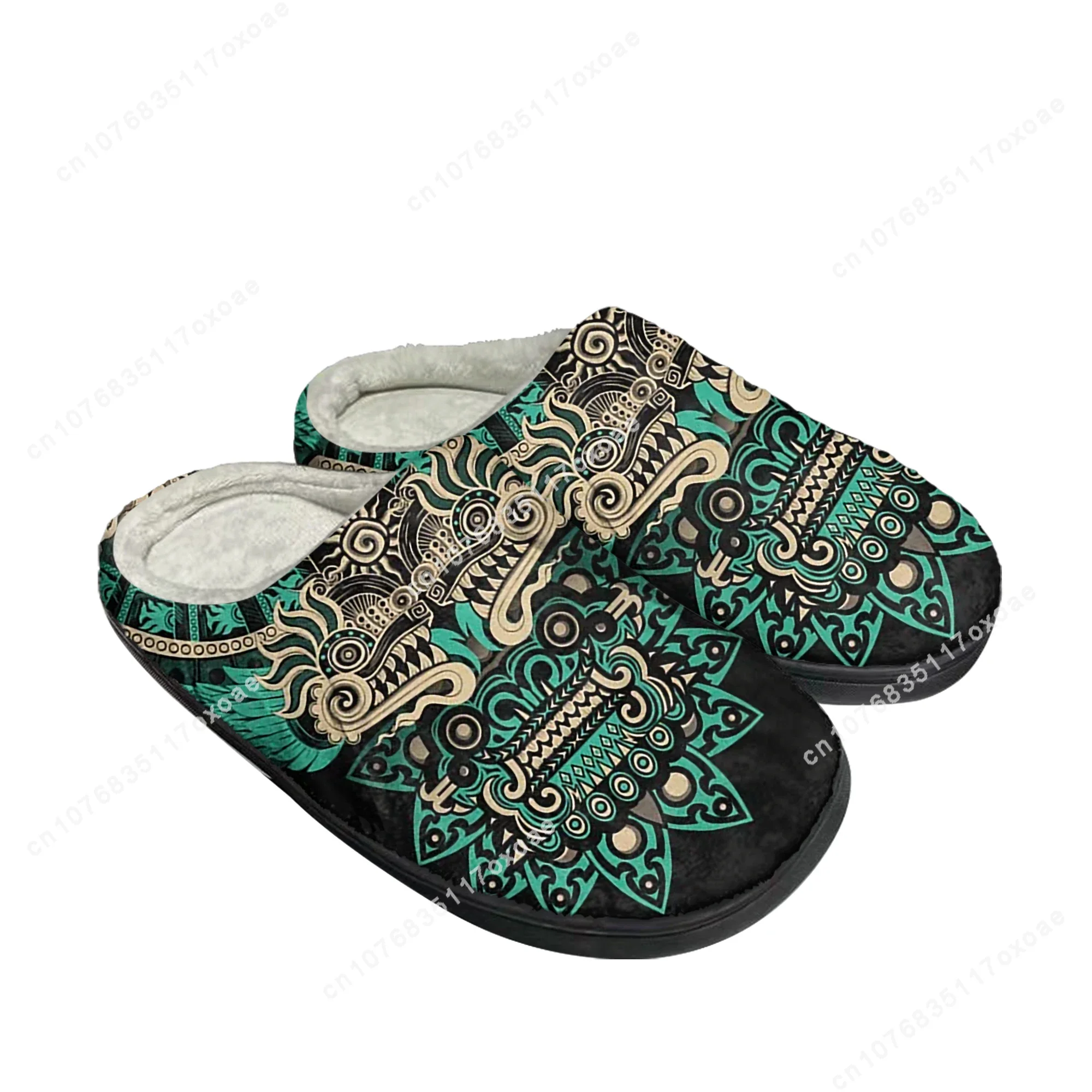 Mexican Aztec Quetzon Home Cotton Slippers Mens Womens Plush Bedroom Casual Keep Warm Shoes Thermal Indoor Slipper Custom Shoe