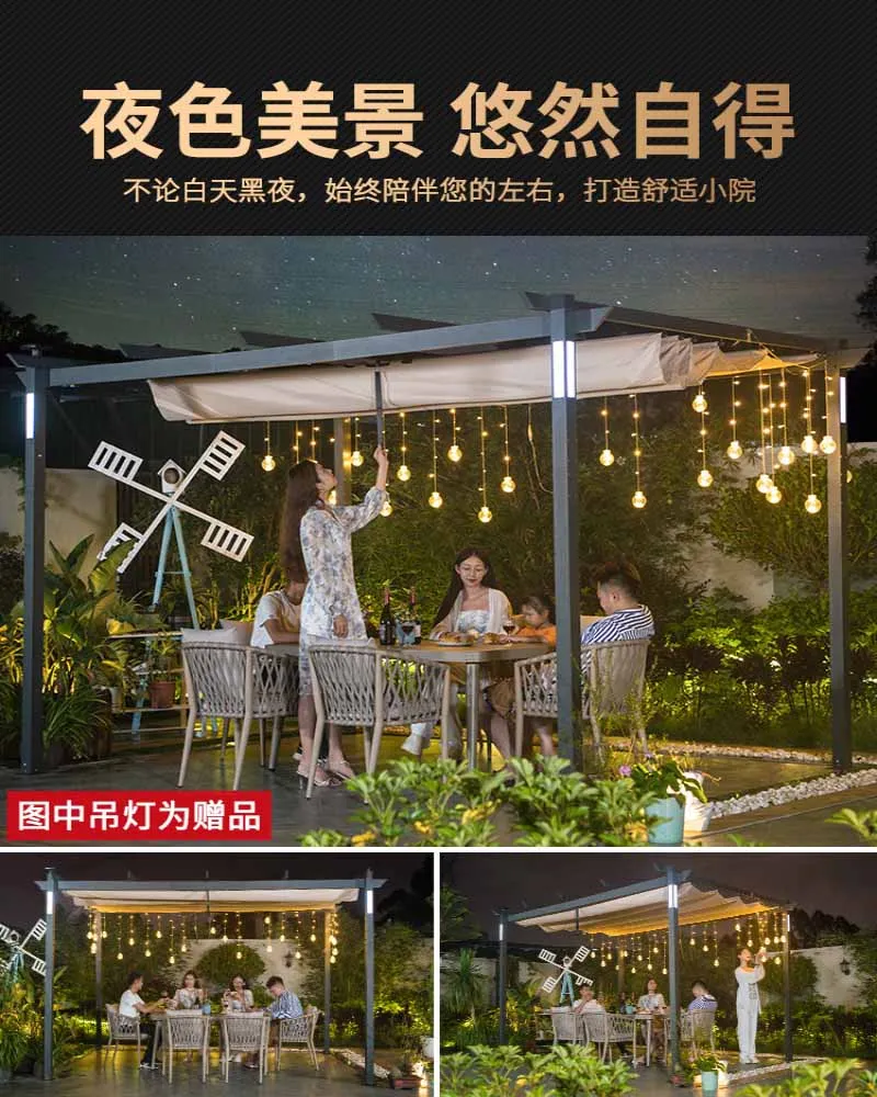 Outdoor courtyard grape trellis sunshade shed, aluminum alloy climbing vine garden rain shed, villa parking car shed