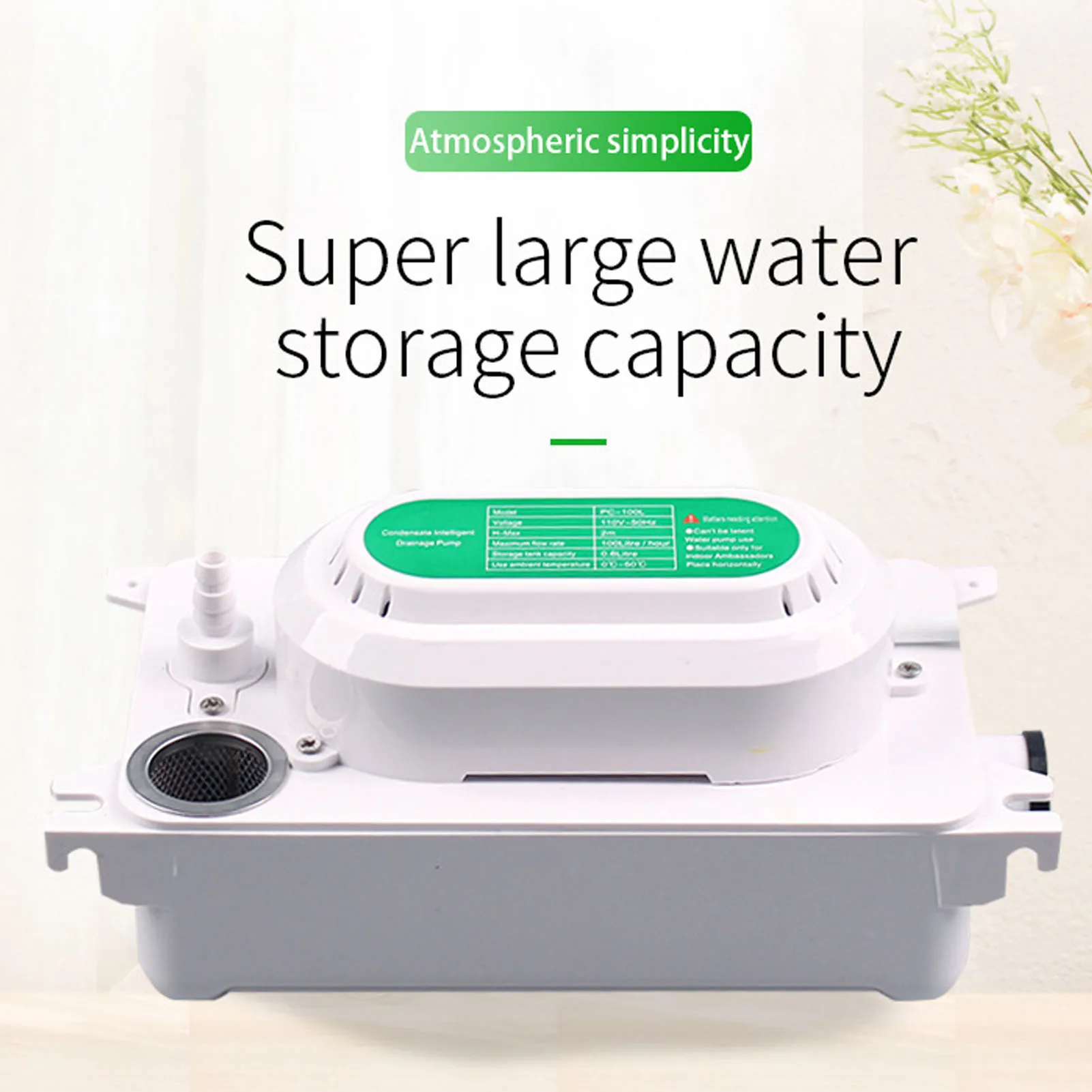 Condensate Pump 100‑230V 5W Condensate Pump Fast Heat Dissipation Safe Low Noise 100L/H  with 0.5L  for Removal Drain