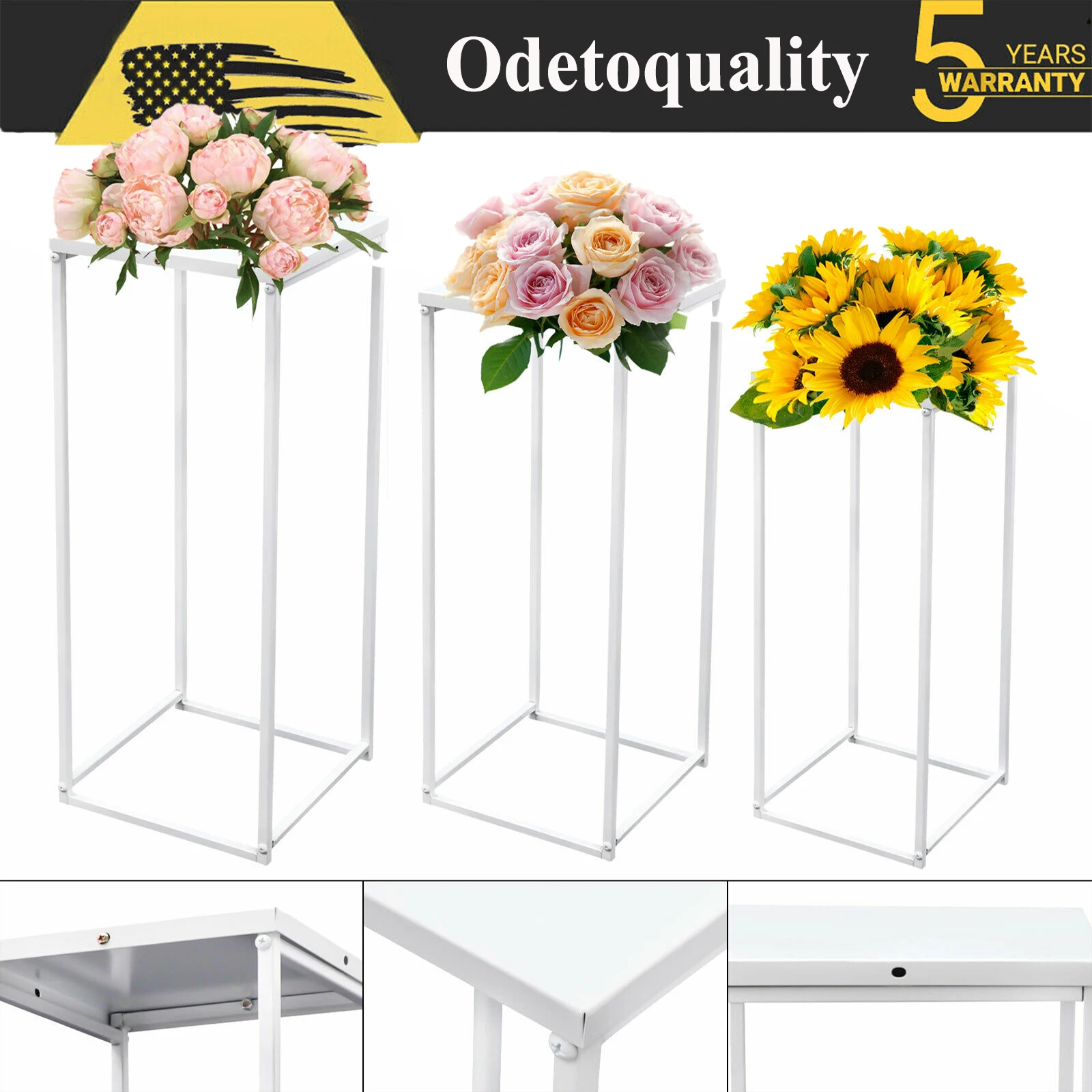 

Weiß Set von 3 Metall Stand Pflanze Blume Stehen Hohe Quadratische Rack Blume Halter Hochzeit Wohnzimmer & Terrasse Decor