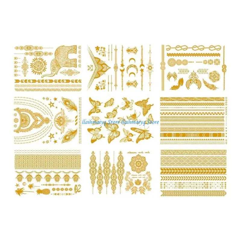 573B 9 Sheets Temporary Skin Art For Cosplay Sweat Resistant Adhesive Stickers