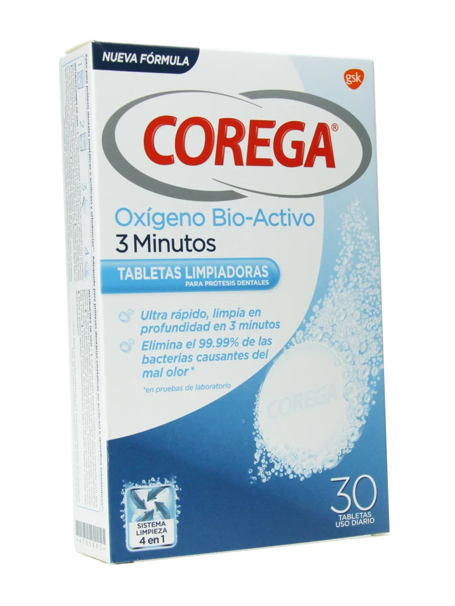 Corega bio-active oxygen cleaning tablets 30 tablets-teeth without bacteria, deep cleaning in 3 minutes.