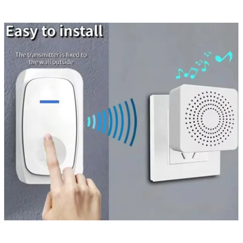 SQPP-Wireless Doorbell Home Intelligent Welcome Doorbell Waterproof 150M Remote USB Plug Easy To Install No Wiring Required