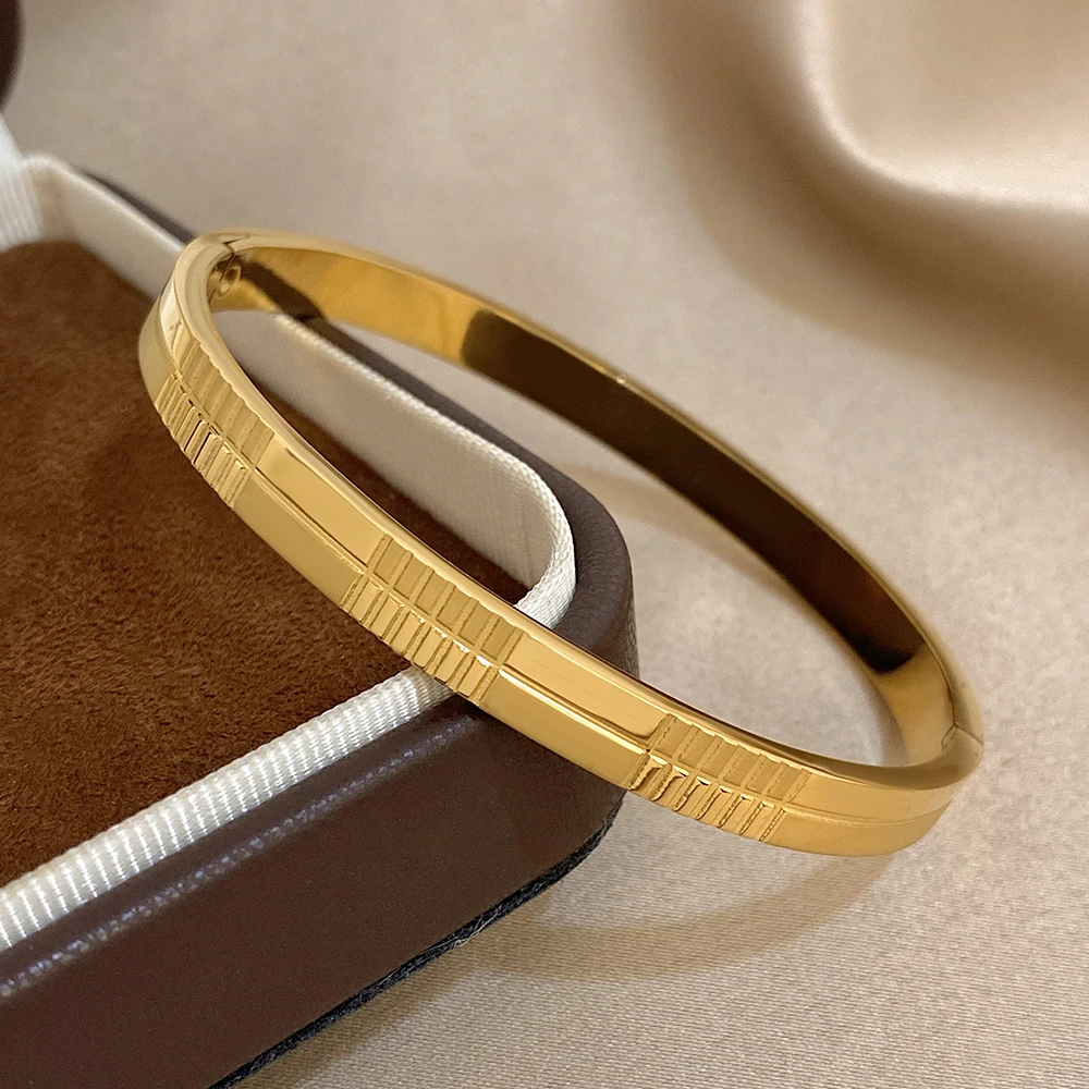 مكتنزة الشرير هندسية شبكة الملمس الفولاذ المقاوم للصدأ سوار للنساء الرجال الكلاسيكية مطلية بالذهب سوار فاخر المعصم مجوهرات هدية #4