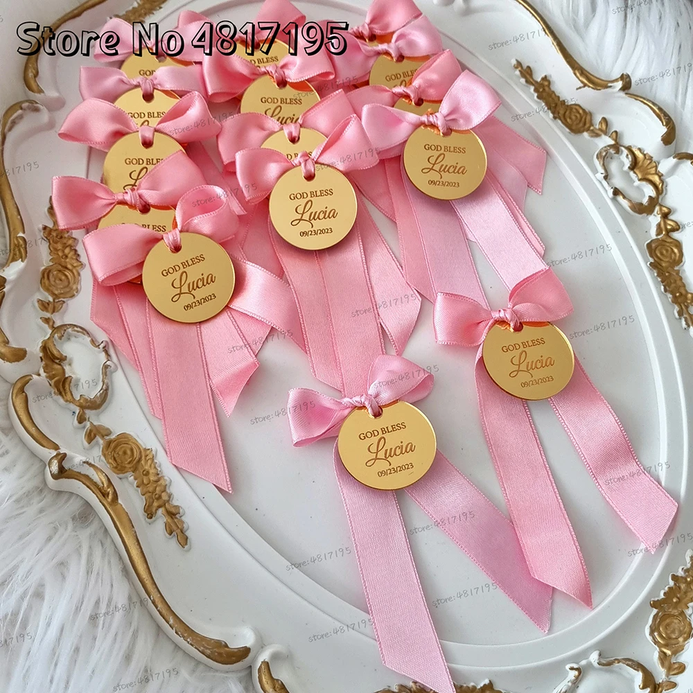 20/50/100Pcs Personalized Engraved Gold Mirror Acrylic Wedding Name Tag Bottle Label Custom Party Baby Shower Boutique Box Decor