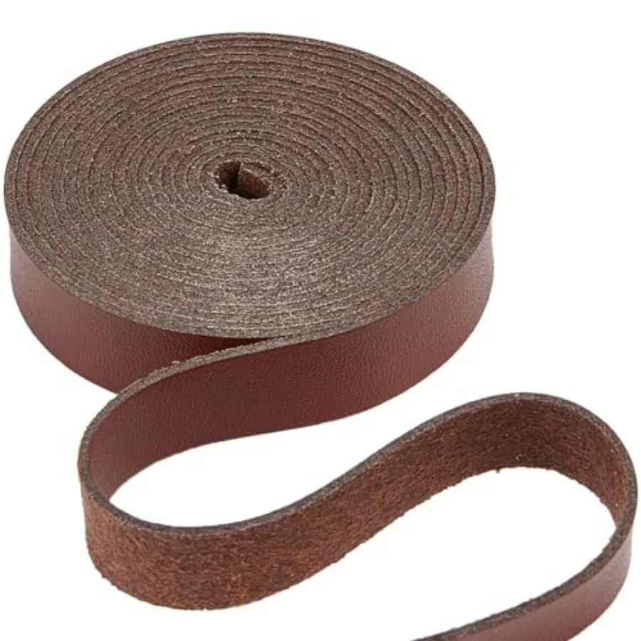 2m x 12.5mm Leather Strap Strips Flat Leather Cord 1.2mm Thick Lychee Grain Threads Rope Strings for DIY Crafts Guitar Belt Boo