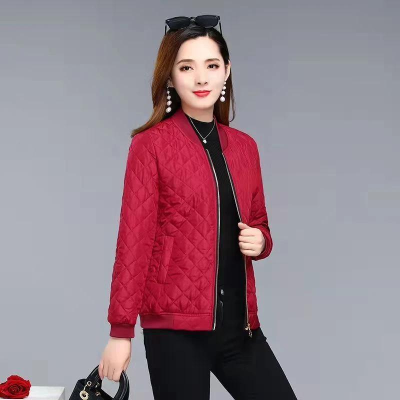 

Jackets Women Autumn Winter Coat Quilted Bomber Jacket Thin Coat Parkas Outerwear Women's Clothing Trends Vintage Black Red Tops