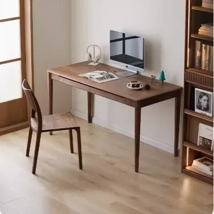 American Solid Wood Black Desk for Bedroom Stable Structure Reliable Performance Reinforced Frame Modern Design Durable Build