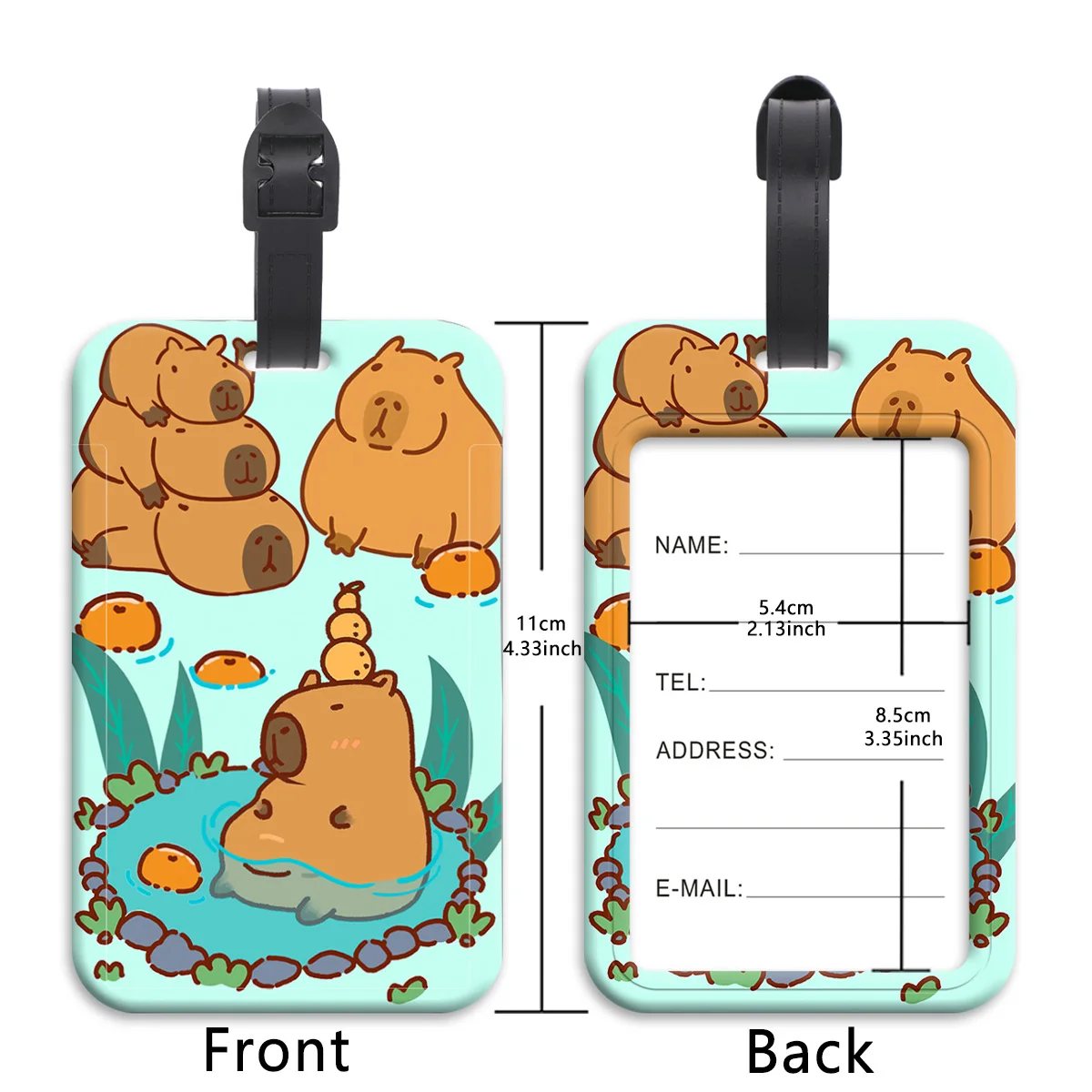 علامات الأمتعة Happy Capybara إكسسوارات السفر علامات حقيبة الموضة نمط السيليكون المحمولة حامل عنوان معرف تسمية السفر