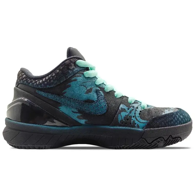 【Customize】Nike Zoom Kobe 4 Basketball Shoes Unisex Low-top Black Cyan Sneakers shoes FQ3544-001