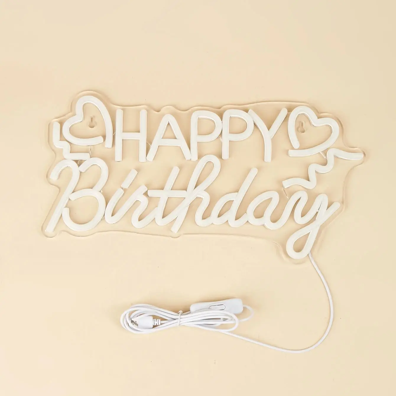 Chi-buy LED Neon Buon Compleanno Insegne al neon alimentate tramite USB Decorazione Lampada Insegne Regalo di compleanno Arte della parete per camera da letto Bar Negozio