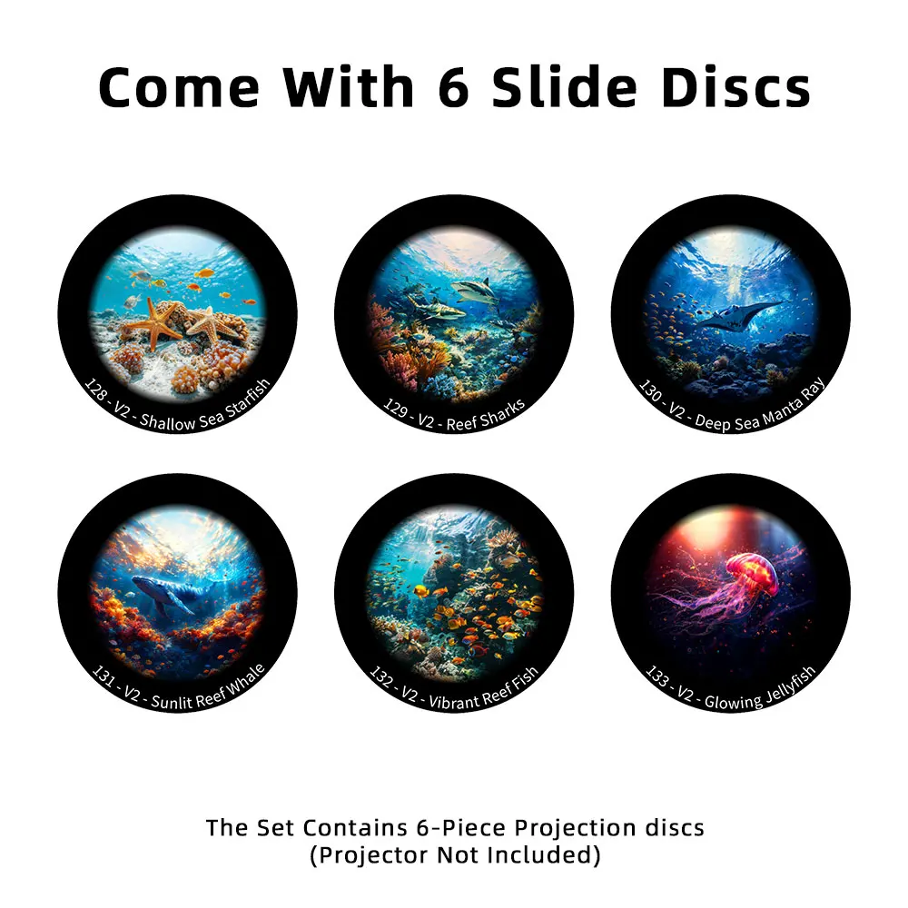 4K Planetarium Projector Lamp Disc HD Star Projector Disc Galaxy Projector Lamp Disc 6 Pcs Ocean Series (Projector Not Included)