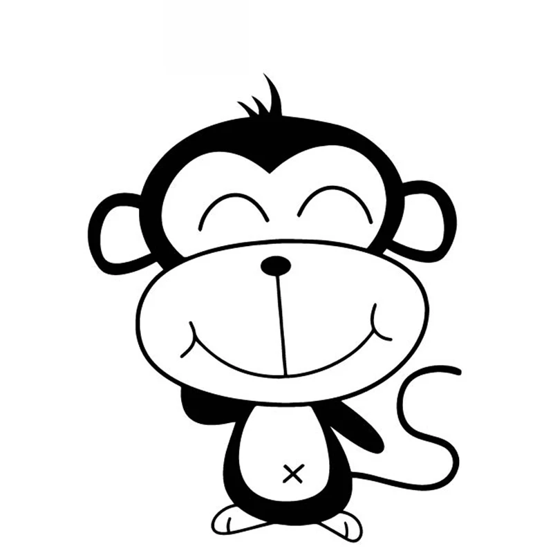 Cartoon Monkey Cute Funny Car Stickers Fashion Decorative Decals Personalized Pvc Waterproof Decals Black/white, 16cm * 13cm