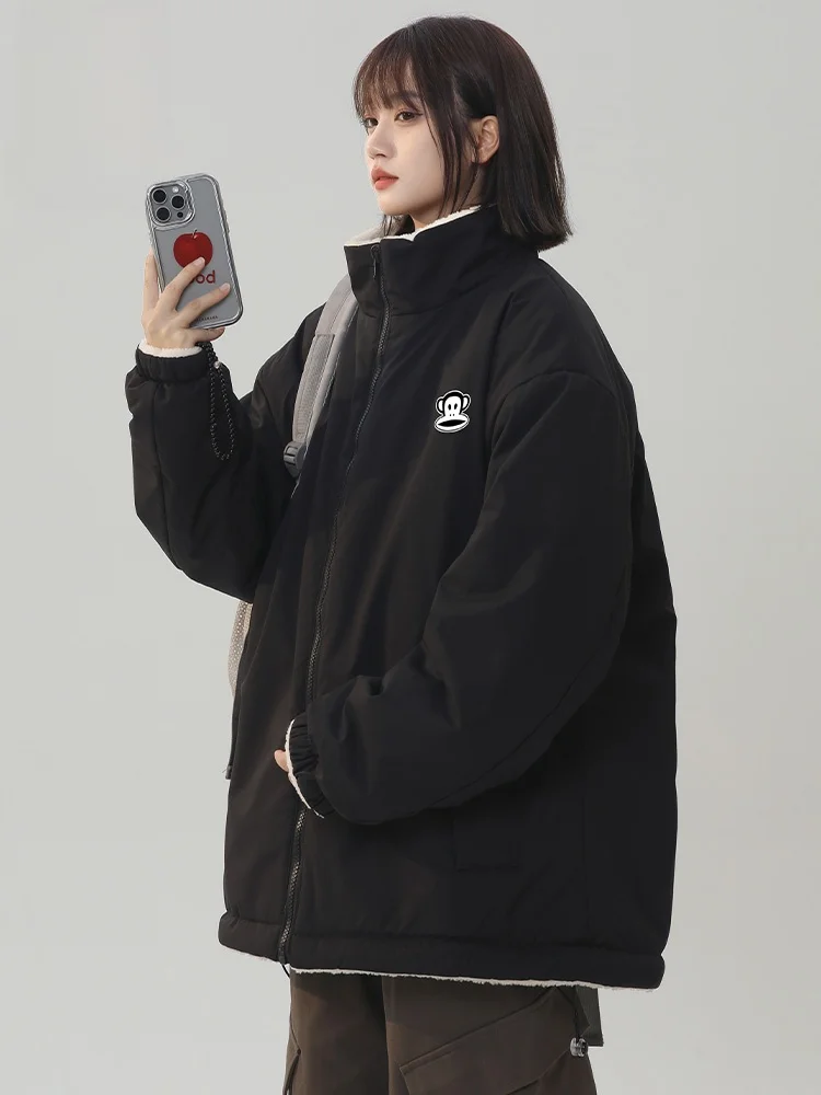 

PaulFrank Double-Sided Wear Thiened Fce Warm Cotton Jaet Men's Winter Casual Coat Loose Fit Polyester Fiber Long Sv...