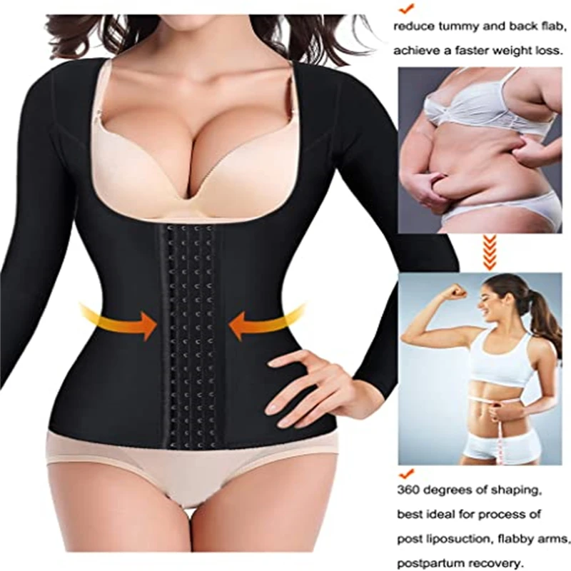 Women Corset Tummy Control Long Sleeves Shapewear Upper Arm Shaper Post Surgical Slimmer Compression Tops Fajas Colombianas