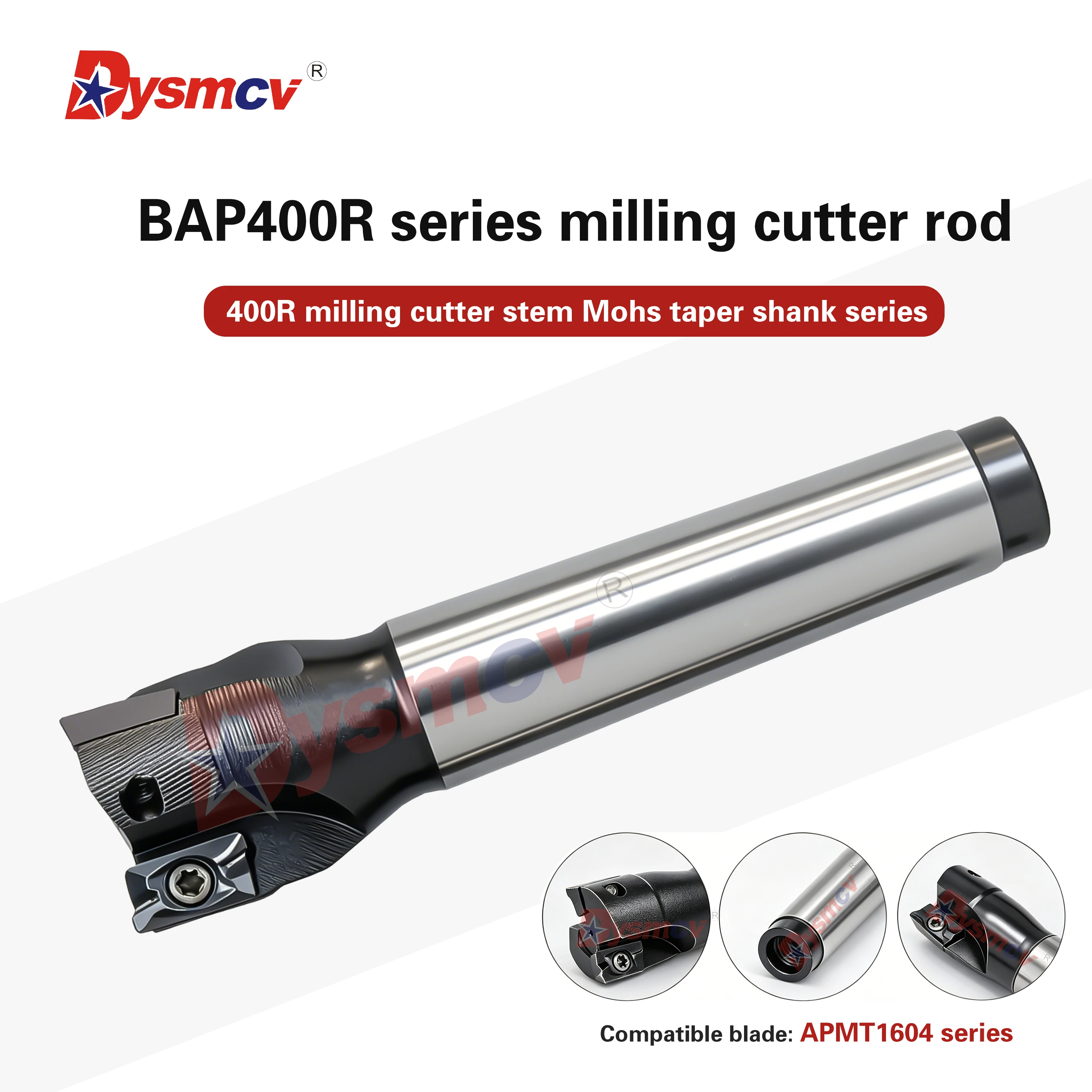 No.4 Mohs Taper Shank Rotated R0.8 Right Angle Milling Cutter Shank 400R 25-2T-MTB3 400R 50-3T-MTB4 100-6T-MTB4 For APMT1604