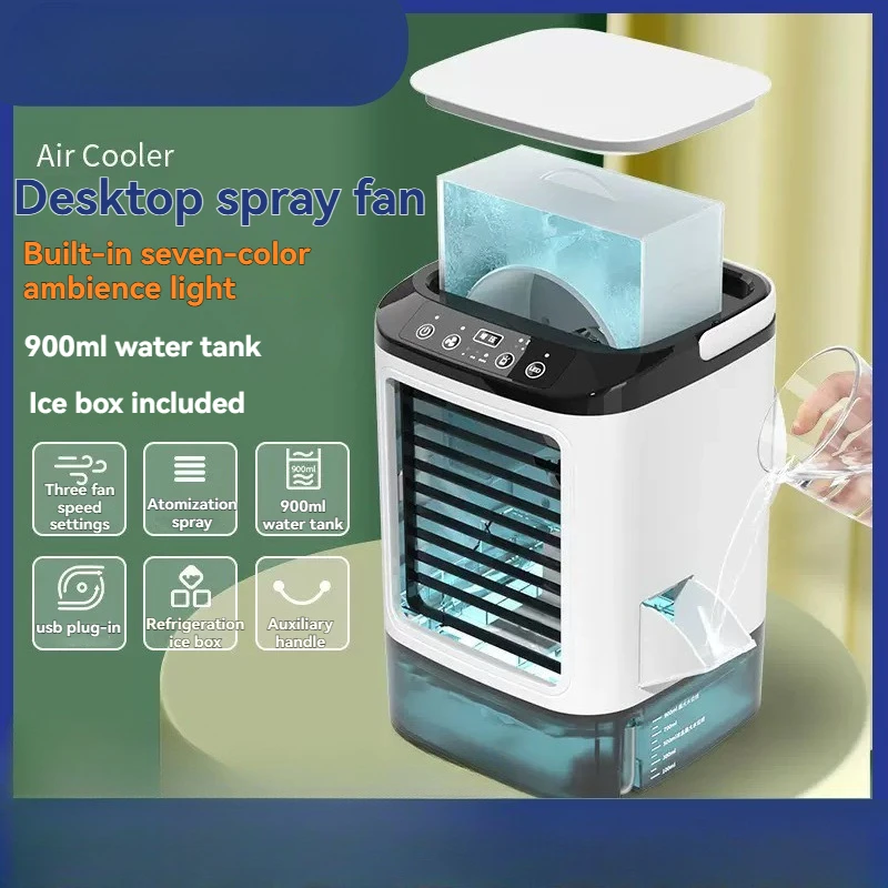 Mini USB Desktop Mist Fan Humidifying Air Cooler Portable Cooling Fan with Ice Box for Home Office Dormitory Use view 4