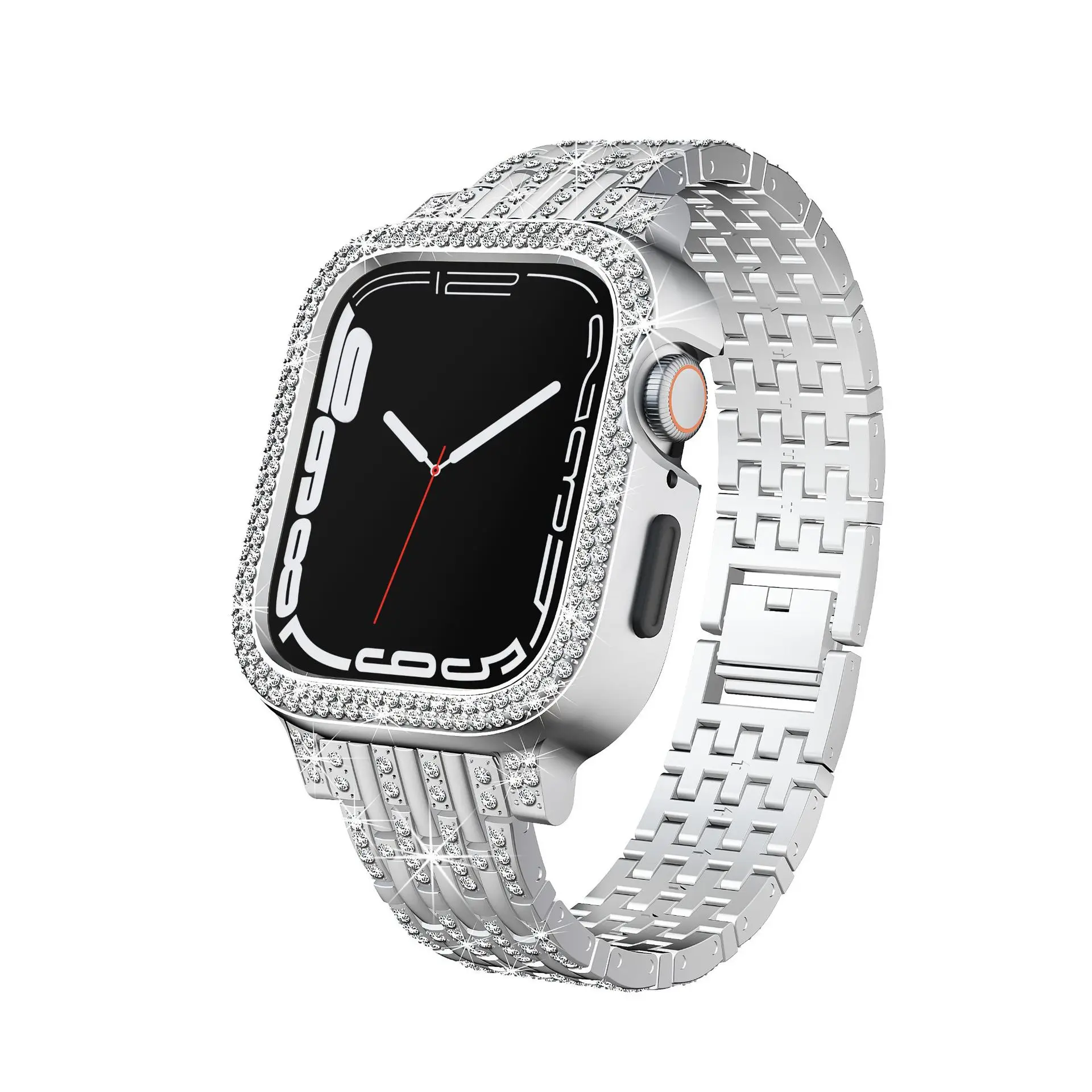 Diamond Case+Metal Strap For Apple Watch Band 8 7 45mm 41mm 44mm 40mm Women Bracelet Wristband iWatch 6 5 4 SE Protective Shell