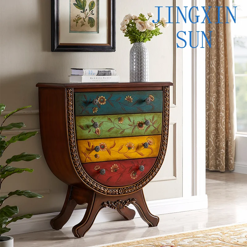 American porch cabinet retro chest cabinet bedroom storage cabinet corridor decorative four chest living room